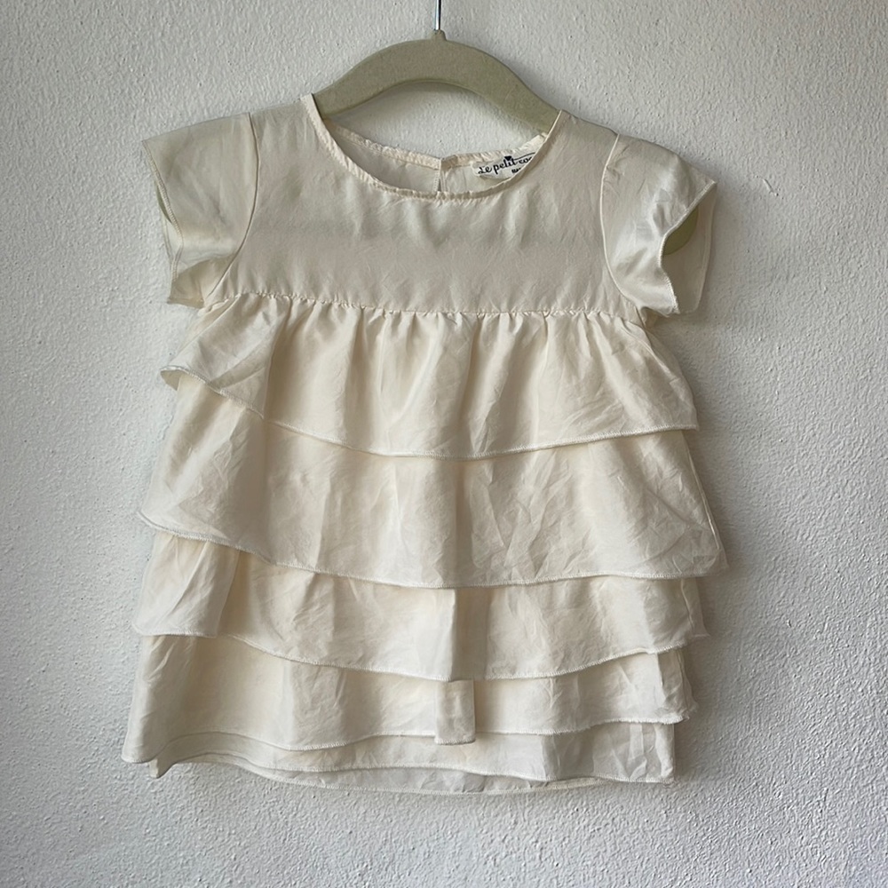 Le Petit Coco Ivory Silk Organza Baby Dress w Matching Bloomers Size 0-6 Month